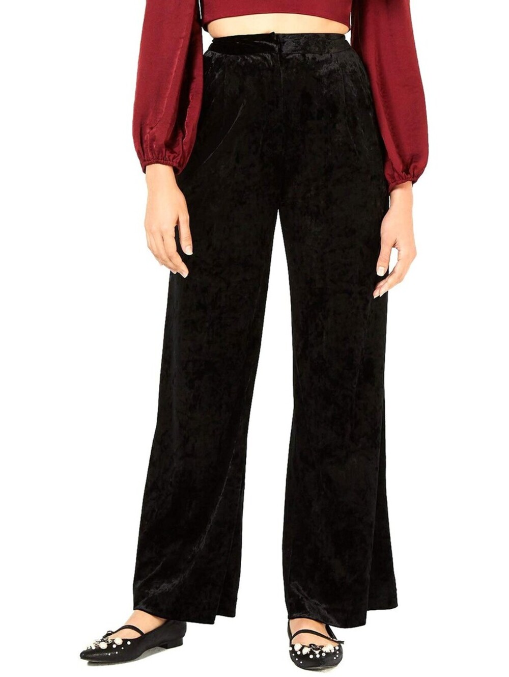Leyden Womens Velvet Wide-Leg Pants Size M